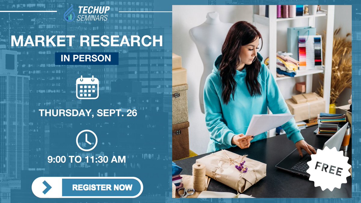 JakeJabsCenter's tweet image. At our Market Research seminar, you’ll learn how to leverage market research to drive smart decisions and stay ahead of the competition. 🔍 
Bring your laptop and get ready to dive into the data! 📊
Register Now &amp;gt; bit.ly/3zCMdu0