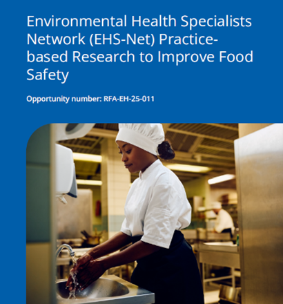 RFSCollab's tweet photo. Applications are now open to join @CDCgov's Environmental Health Specialists Network (EHS-Net). This funded opportunity supports practice-based research into the environmental causes of foodborne illness. Applications close December 2, 2024. Learn more: https://t.co/51Zi2G44us https://t.co/1Z0Zn83wZ2