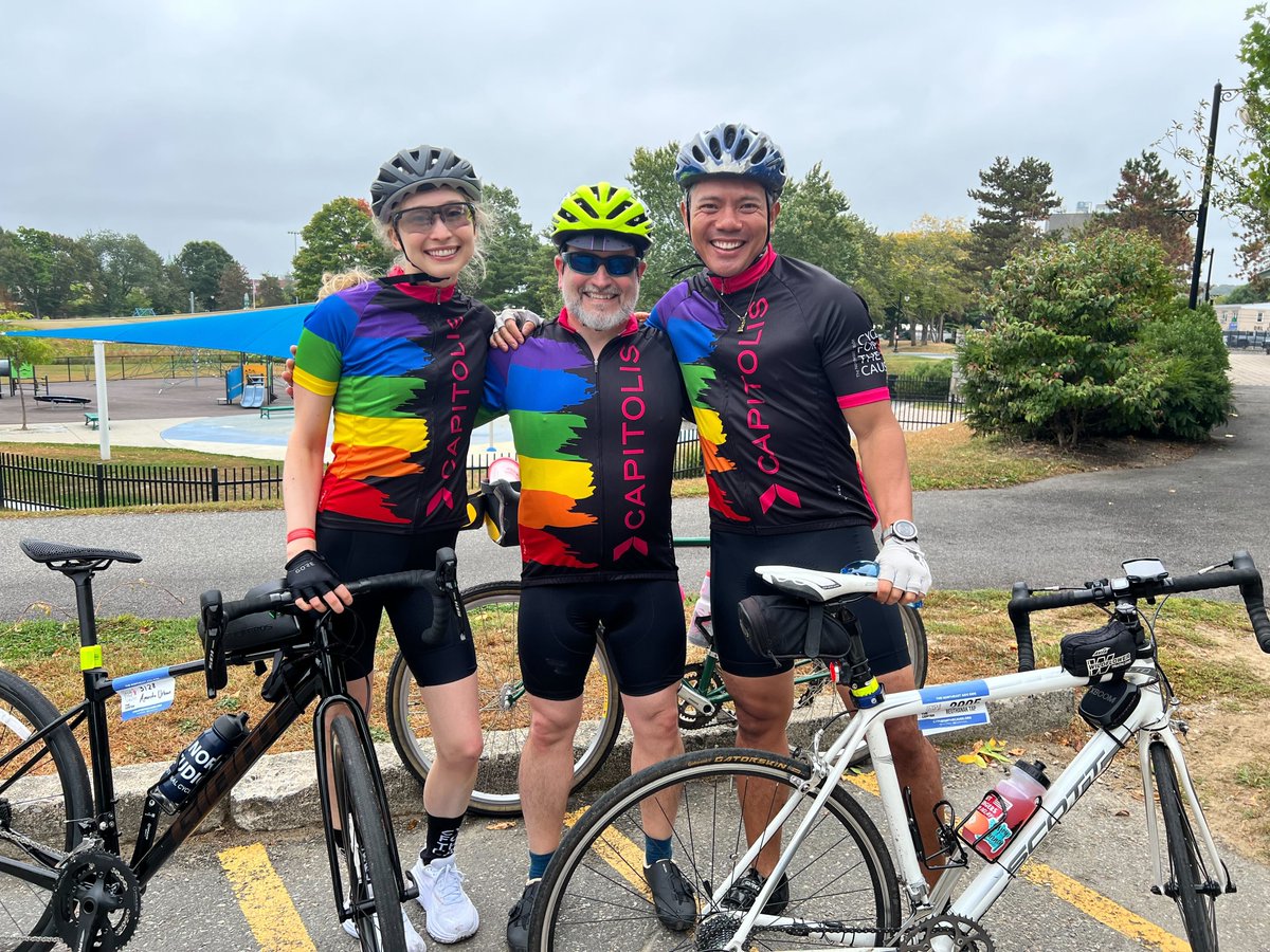 Capitolis_Inc's tweet photo. Huge congrats to our Capitolis team for riding in this year’s #CycleForTheCause! Shervyn, Amanda, and Reuthanak went over 250 miles from Boston to NYC, raising $10,990 for @LGBTCenterNYC. The event broke a record, surpassing $2M raised! #C4C2024 #CapitolisCulture https://t.co/qv31LgOcdv