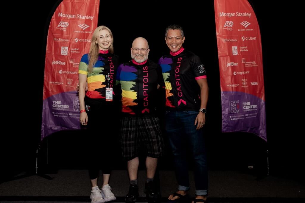 Capitolis_Inc's tweet photo. Huge congrats to our Capitolis team for riding in this year’s #CycleForTheCause! Shervyn, Amanda, and Reuthanak went over 250 miles from Boston to NYC, raising $10,990 for @LGBTCenterNYC. The event broke a record, surpassing $2M raised! #C4C2024 #CapitolisCulture https://t.co/qv31LgOcdv