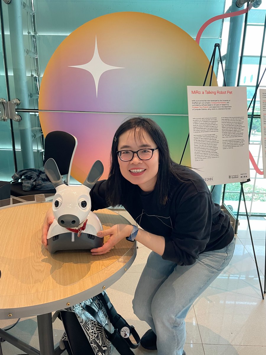 chaona_chen's tweet photo. Had an amazing time interacting with the MiRo robot at Sheffield's Festival of the Mind! 🐾 This little companion responds to your touch, voice, and even dances along to your favourite tunes! 🎶  #FOTM24
@CqRMiRo @shefcompsci

Catch it at the Millennium Gallery this week! 🤖✨ https://t.co/Yg4fnL0xEl