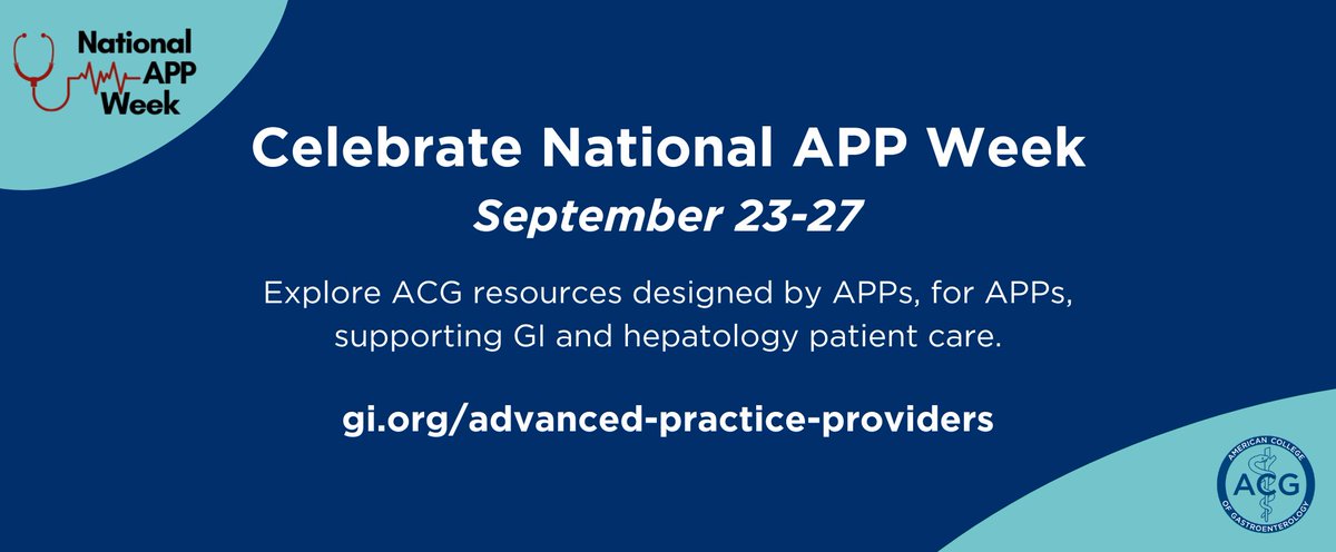 It's National #APPWeek! Honor your colleagues by recognizing their contributions to the GI health care team.

Explore ACG resources designed by APPs, for APPs, supporting GI and hepatology patient care.

➡️ gi.org/advanced-pract…
<a href="/Monica_Nandwani/">Monica Nandwani, DNP</a>