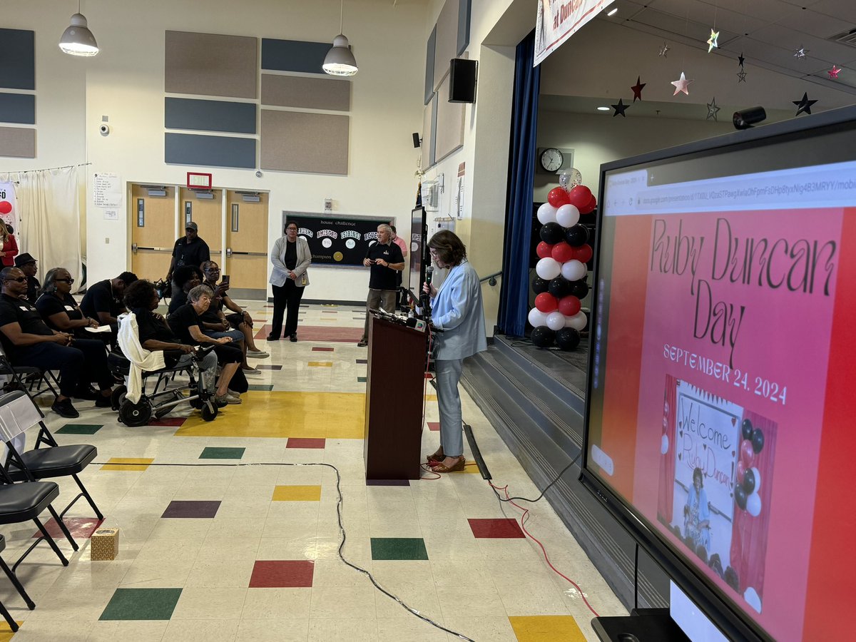 ClarkCountySch's tweet image. The students and staff @rubyduncanes are celebrating their namesake with “Ruby Duncan Day.”  Ms. Duncan is an advocate in the fight to ensure access to healthy food for Nevada&apos;s children. @TrusteeZamora @CNLV