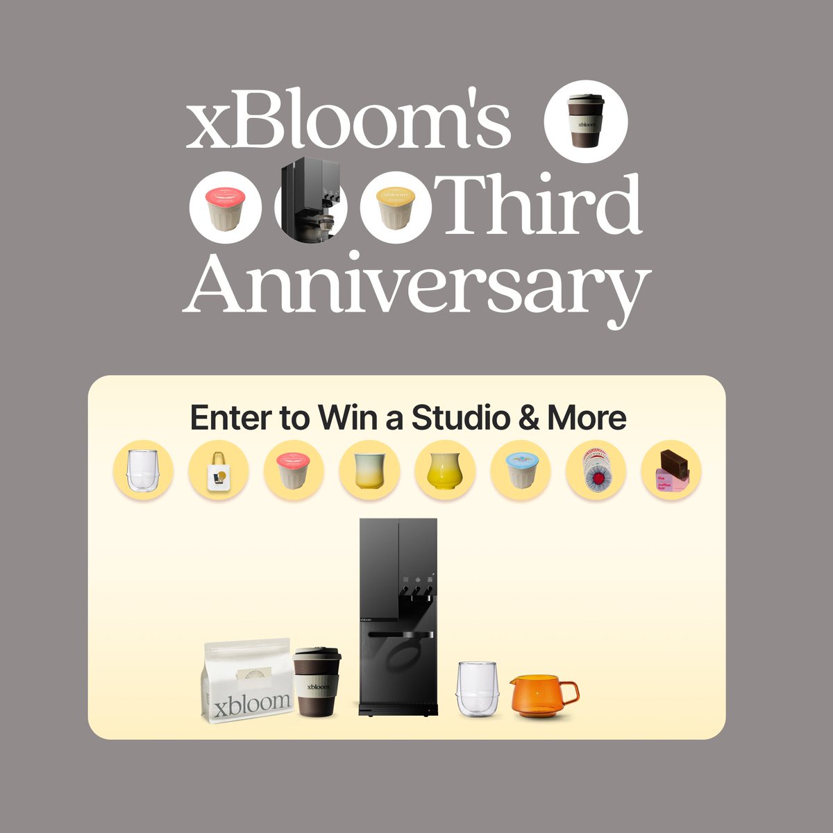 XbloomCoffee's tweet photo. 𝙇𝙖𝙨𝙩 𝘾𝙖𝙡𝙡 𝙛𝙤𝙧 𝙊𝙪𝙧 𝙏𝙝𝙞𝙧𝙙 𝘼𝙣𝙣𝙞𝙫𝙚𝙧𝙨𝙖𝙧𝙮 𝙂𝙞𝙫𝙚𝙖𝙬𝙖𝙮!
Only 7 days remain to enter to win GRAND prizes, including an xBloom Studio and other amazing merchandise!

𝗕𝗼𝗻𝘂𝘀 𝗘𝗻𝘁𝗿𝘆:
Follow us on X and TikTok @xbloom_coffee, retweet this post, and tag three friends in the comments below to earn extra entries for the final week!

Don’t miss out on these fantastic prizes—here’s to sharing many more cups together! :)
#xBloomAnniversary #GiveawayAlert #WinBig #CoffeeLovers #ThirdAnniversary
#GrandPrizes
#BonusEntry
#CoffeeTime
#SpecialGiveaway
#LastCall
#WinWithxBloom
#TagToWin
#xBloomStudio
#xbloomexperience