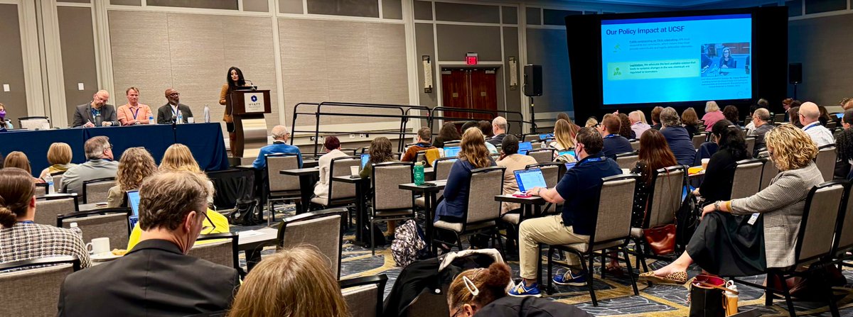 UCSF_EaRTH's tweet photo. EaRTH’s Community Engagement Director Rashmi Joglekar presents to a packed audience of all @NIEHS P30 Centers at the annual meeting on how to turn science into actionable policy to protect public health. Bridging the gap between research and real-world impact! #NIEHS_EHSCC https://t.co/dyuUqFyBTE