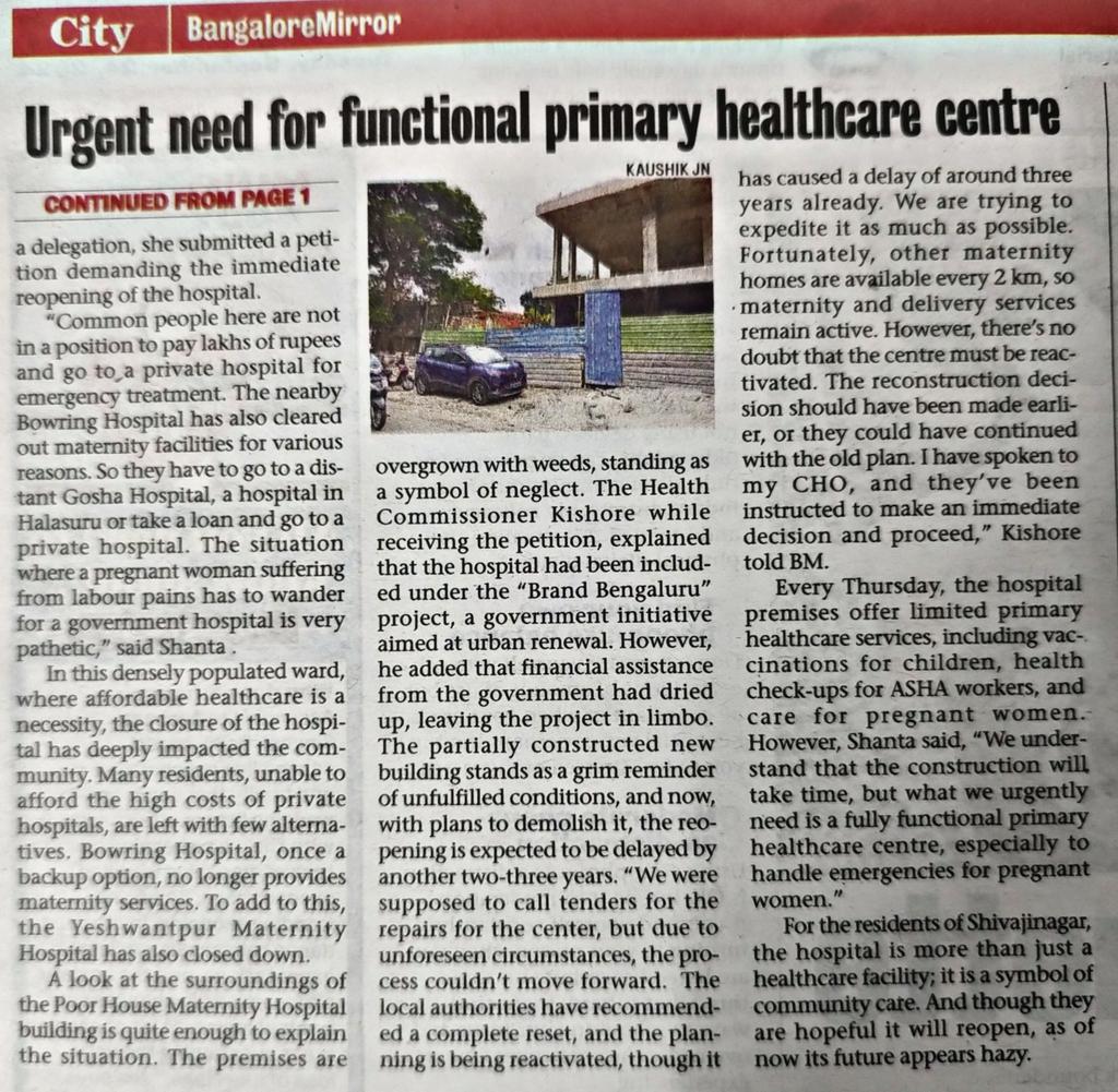 Symbol of life is now grim sign of neglect - Bangalore Mirror

Poor house maternity hospital in shivaji nagar a lifeline for low income families was shut down three years ago for renovation. Despite plans for complete rebuild, reopening seems distant.
 bangaloremirror.indiatimes.com/bangalore/cove…