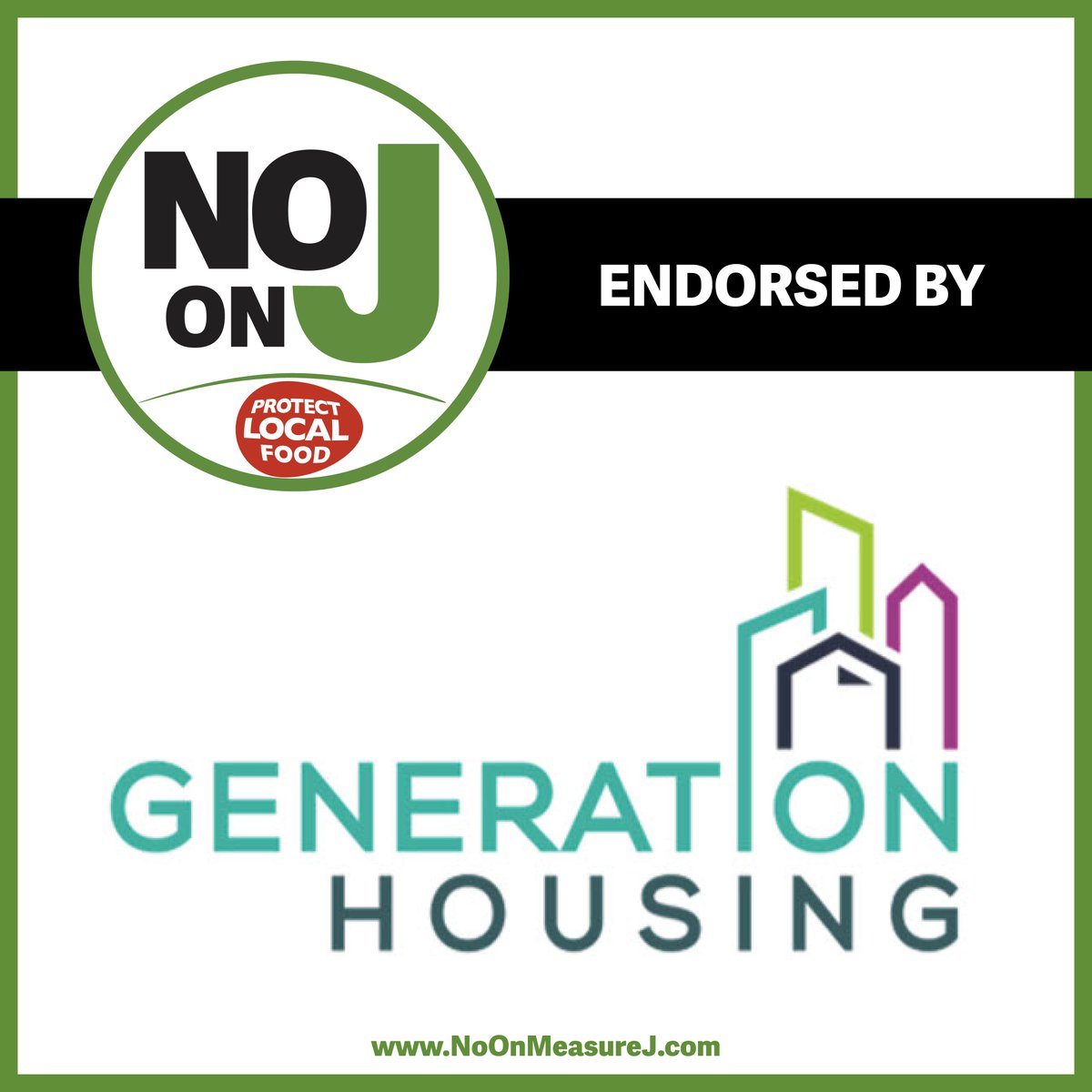 Envisioning an equitable, healthy, and resilient #SonomaCounty, <a href="/WeAreGenH/">Generation Housing</a> endorses #NoOnMeasureJ.