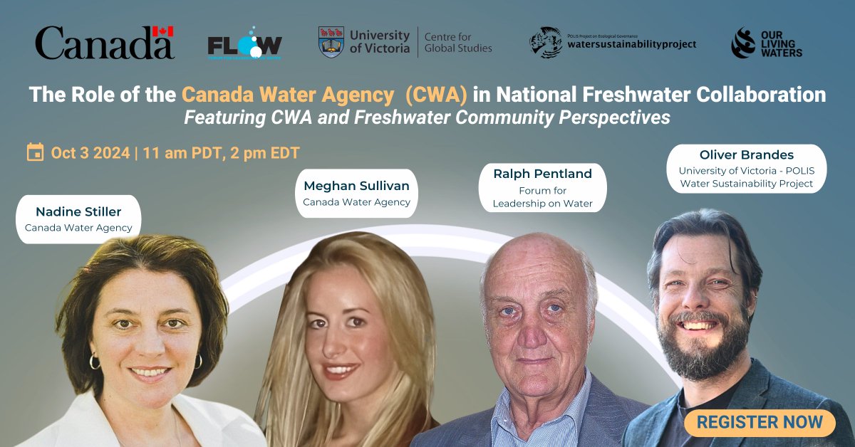 We're looking forward to attending the Our Living Waters webinar on October 3, discussing the role of the Canada Water Agency (CWA) in National Freshwater Collaboration. There will be some fantastic speakers, be sure to register! ourlivingwaters.ca/webinar_cwa_20…