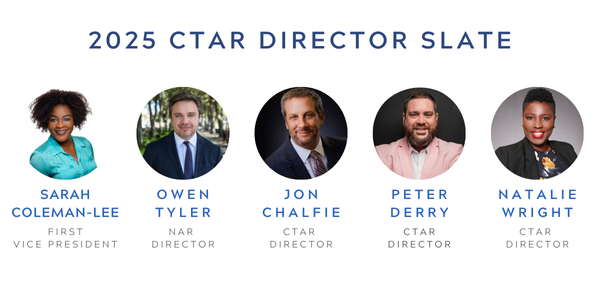 ChasREALTORS's tweet photo. The slate of candidates for the 2025 CTAR Board of Directors has been announced! Get to know them a little better through their online profiles, and remember that any additional candidate petitions must be submitted by October 15th, 2024. https://t.co/HjjAqrpfY7 https://t.co/fKJaO9Nt99
