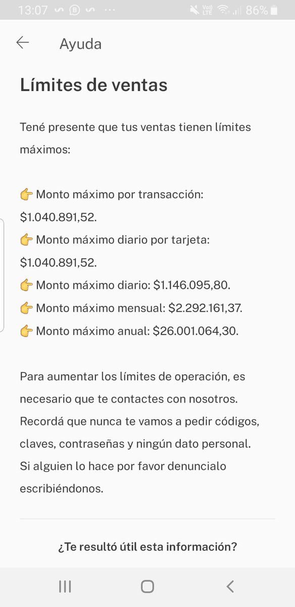 fedechouck's tweet photo. @pbarbieri Así lo indican en sus preguntas frecuentes de la app. Tuve problemas que rechazaron transacciones de Ualabis porque había llegado a mi limite de ventas. Espero que lo cambien pronto https://t.co/aJIwAu6atQ