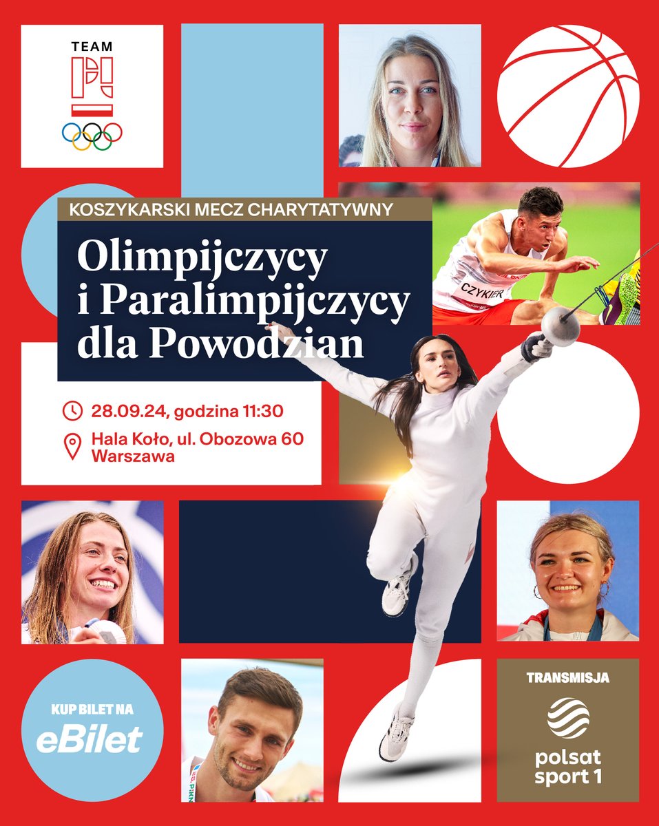 Przed nami charytatywny mecz koszykarski „Olimpijczycy i Paralimpijczycy dla Powodzian”, z którego dochód zostanie przeznaczony na pomoc w remoncie hali sportowej „Obuwnik” w Prudniku ❤️🏀 W rolach głównych wystąpią #TeamPL, czyli polscy medaliści olimpijscy i olimpijczycy