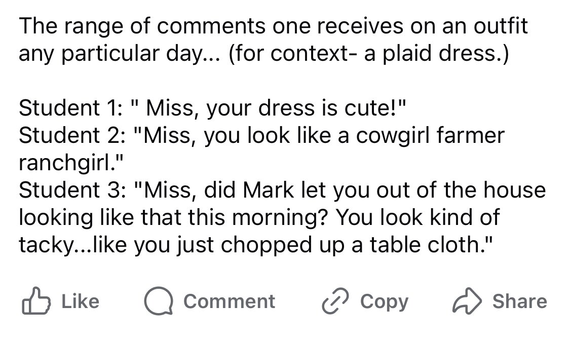 Robyn (Clarke) Linscott (@linscott_robyn) on Twitter photo Leaving the classroom I didn’t think I would always be second-guessing outfit choices because adults are not nearly as honest about fashion choices as high-schoolers. FB Memories reminding me of when I wore a plaid dress. <a href="/Faz_kimberlyb/">Lady K 💙🙌 🗳️ 🪬</a> Leaving the classroom I didn’t think I would always be second-guessing outfit choices because adults are not nearly as honest about fashion choices as high-schoolers. FB Memories reminding me of when I wore a plaid dress. <a href="/Faz_kimberlyb/">Lady K 💙🙌 🗳️ 🪬</a>