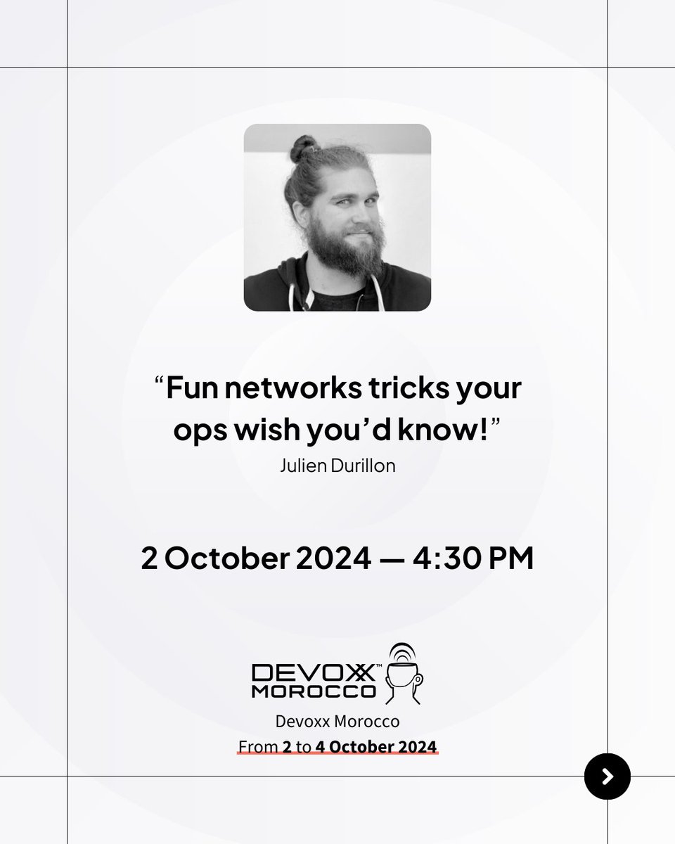 clever_cloud's tweet photo. 🎤 Rediscovering Simplicity in Software Development - @waxzce and @GwinizDu
📅 Wednesday 2 October 2024 from 4:30 PM

🎤 Fun networks tricks your ops wish you'd know! - @juuduu
📅 Wednesday 2 October 2024 from 4:30 PM

[6/8] https://t.co/6BJsjRGOcb