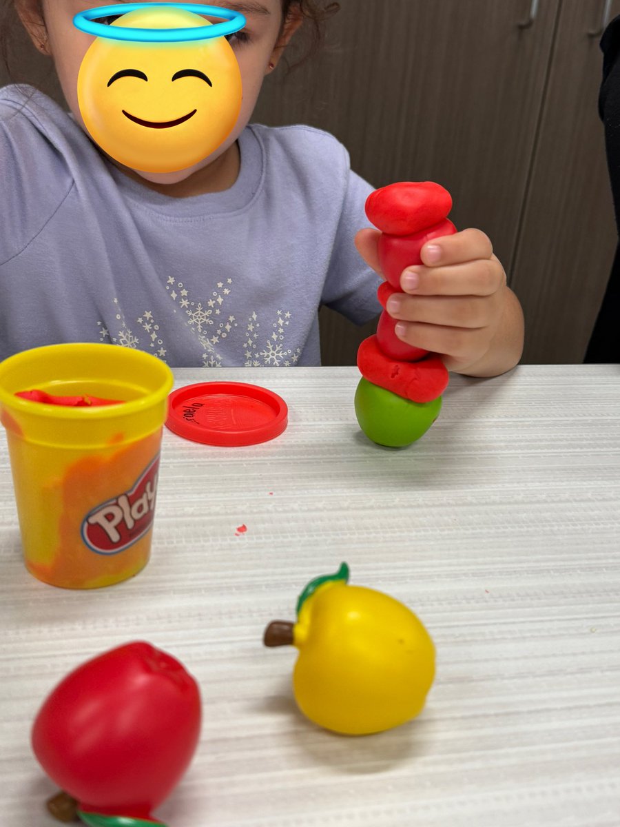 One of our STEAM challenges this week, using playdough to see how many apples we can stack. <a href="/cfisdmcgown/">@cfisdmcgown</a> #OwlAboutTheBest