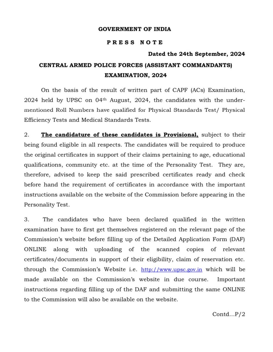 UPSC CAPF AC 2024 WRITTEN RESULT DECLARED
I would love to share how I cleared CAPF 21.
Most difficult part is 100 meters physical efficiency test and you need to start practising at least 1 month before the test.
Moreover, Keep preparing for UPSC interview.
#UPSCMains2024