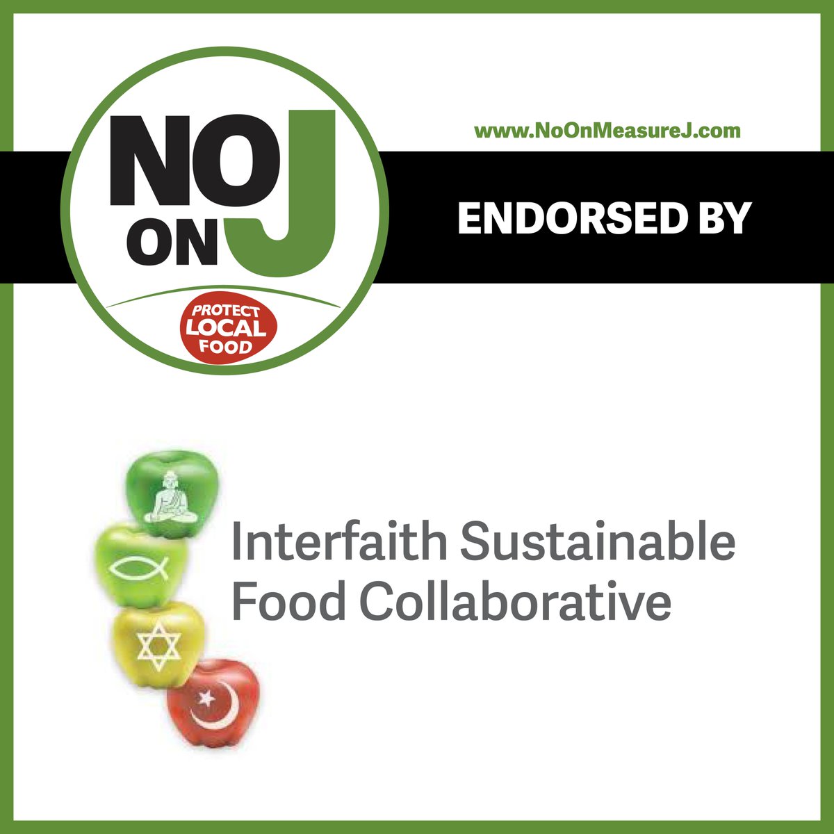 Reconnecting people to a sustainable food system through faith, Interfaith Sustainable Food Collaborative is working to expand the sustainable agriculture movement and partners with those saying #NoOnMeasureJ.