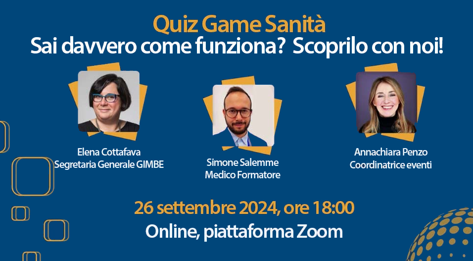 Conosci davvero il Servizio Sanitario Nazionale?
Sai quali sono i tuoi diritti?
Scoprilo con #GIMBE nella Giornata del Dono per capire come possiamo tutti contribuire a Salvare il SSN.
Partecipazione gratuita a: bit.ly/3XR7sSk