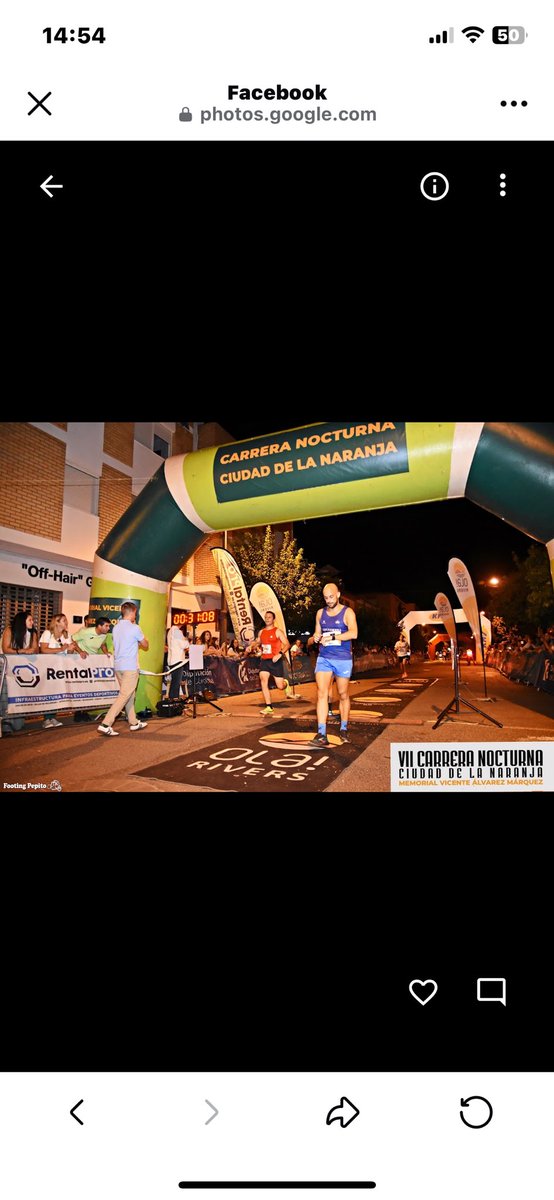 Entrada en meta @nocturnaciudaddelanaranja 
⏱️ 31:07 
Ritmo: 4:05 min/km
73º general
21º máster