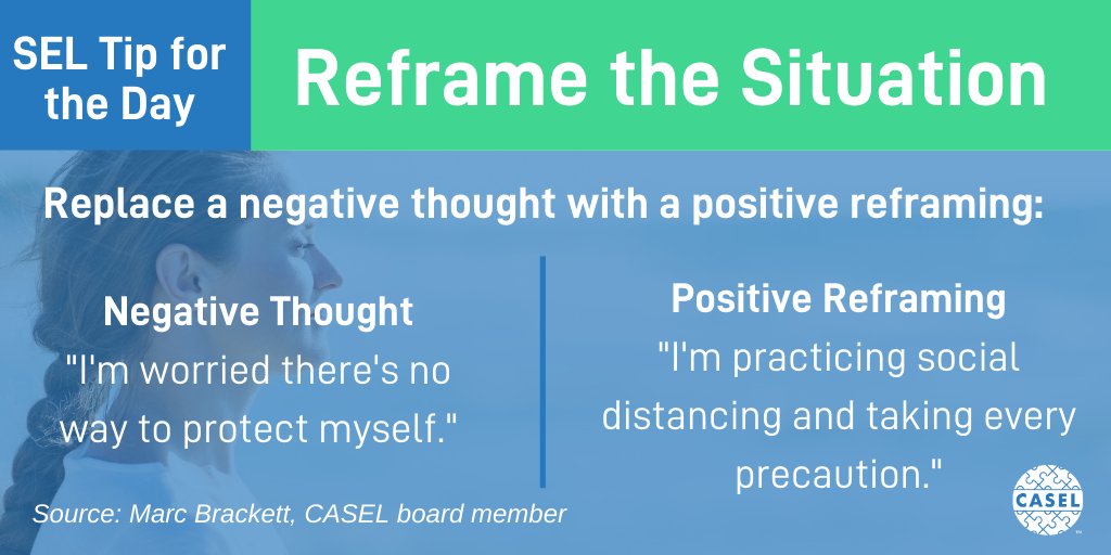 caselorg's tweet image. #TipTuesday: How can you manage stress? Draw on your #SEL skills of self-management with this tip from CASEL board member Dr. Marc Brackett.