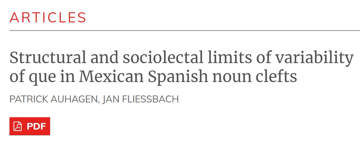 Isogloss_'s tweet image. New!
Structural and sociolectal limits of variability of que in #Mexican #Spanish noun clefts, by Auhagen &amp;amp; Fliessbach
(Notice the #openreviews: name of reviewer and review, only review, only name no review - full transparency and reviewers decide how their work is made public)