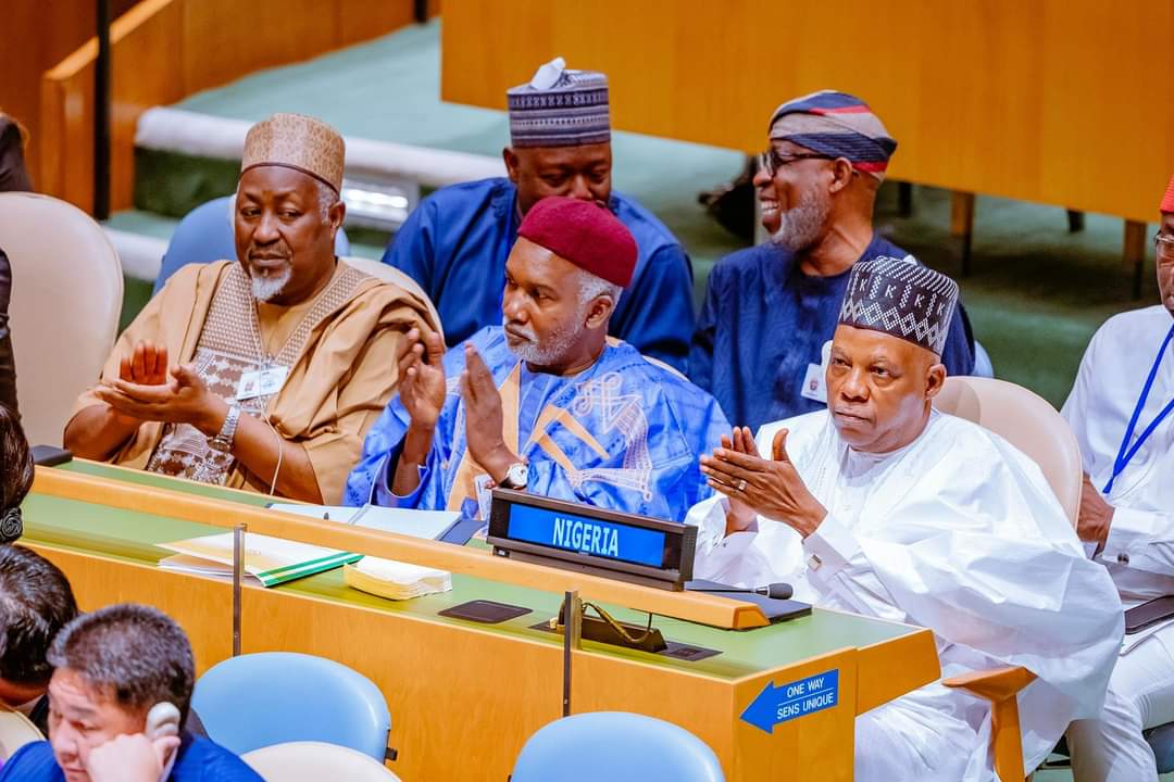 Vice President Kashim Shettima, representing President Bola Tinubu, arrives at the United Nations Headquarters in New York for the General Debate of the 79th Session of the United Nations General Assembly.