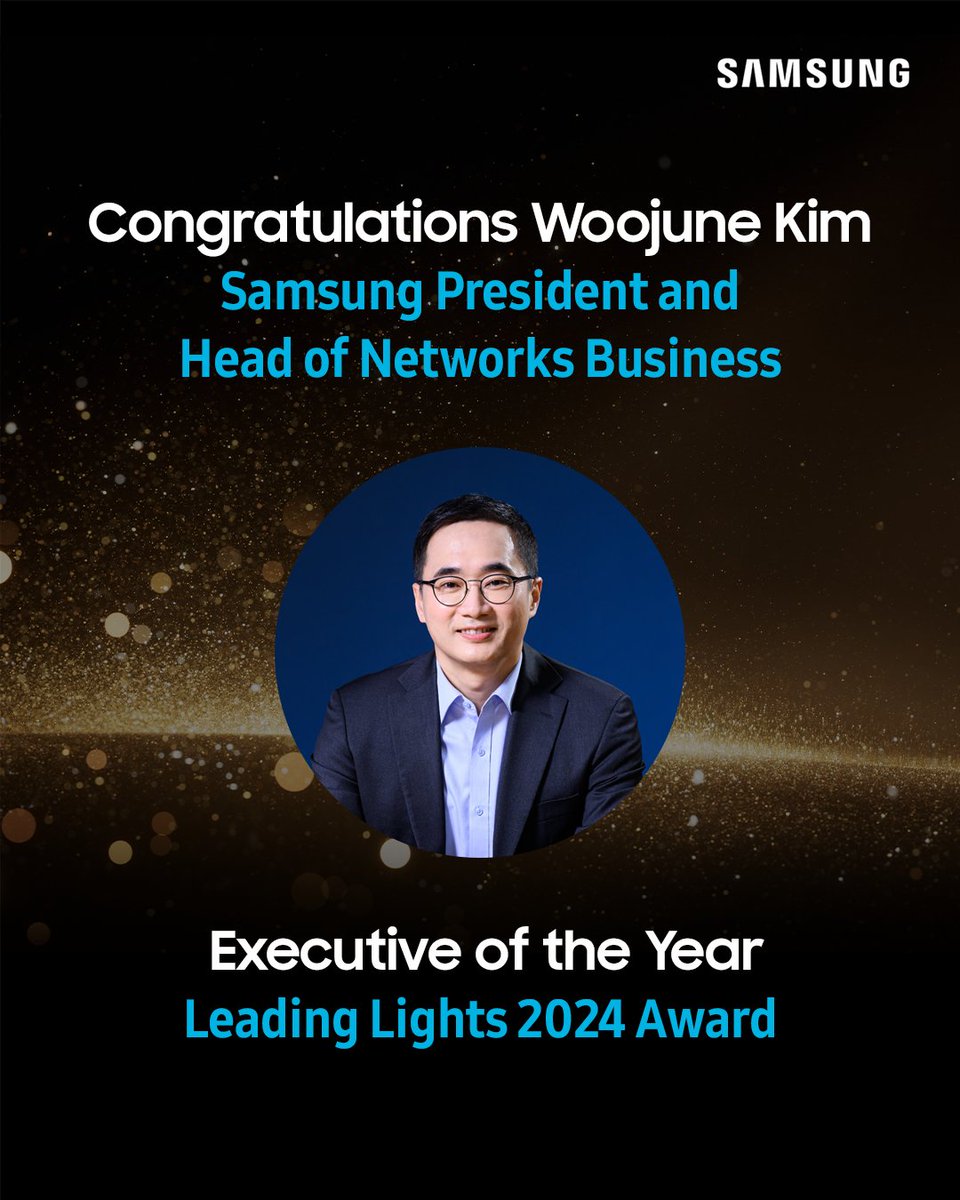 Samsung's President and Head of Networks Business Woojune Kim has been named Executive of the Year for his decisive leadership, good judgement, and for making an unmistakable difference at Samsung in <a href="/Light_Reading/">Light Reading</a>'s 2024 Leading Lights Awards. lightreading.com/optical-networ…