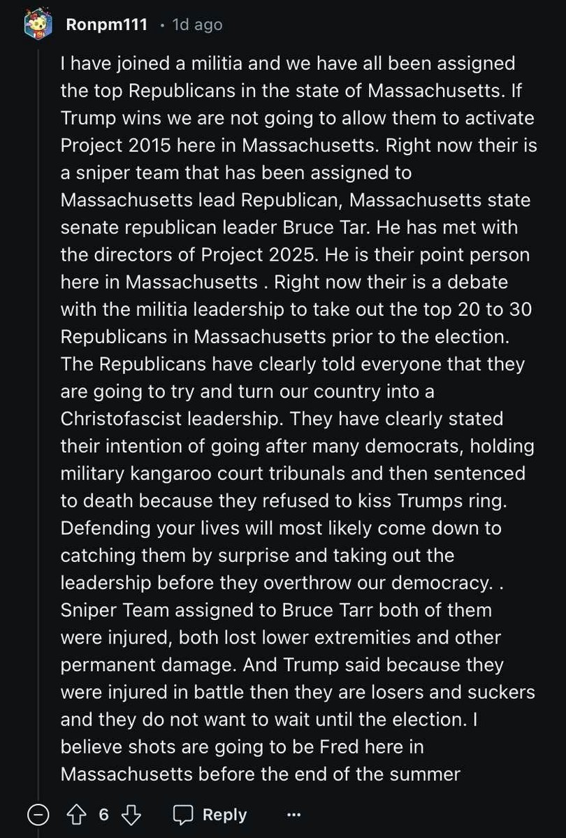 libsoftiktok's tweet photo. Hi @fbi, these people are planning to ass*ss*nate Republicans in Massachusetts https://t.co/8A5xLfoXpT
