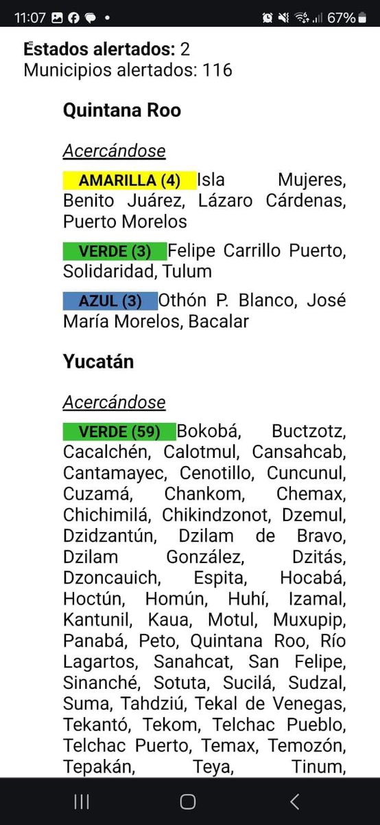 🟡⚠️ ¡ATENCIÓN NORTE DE QUINTANA ROO! 🟡 

Los municipios de Benito Juárez, Isla Mujeres, Lázaro Cárdenas y Puerto Morelos entramos en #AlertaAmarilla por la llegada de la Tormenta Tropical #Helen. 🌪️ 

🔜 Peligro moderado: Es momento de prepararnos ante el potencial ciclón. 🚨