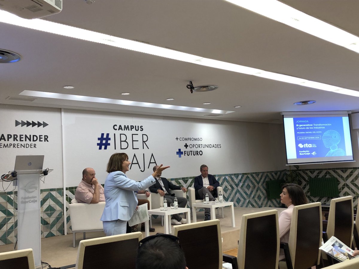 Vega Rodrigálvarez (@vr_ita) on Twitter photo IA Generativa: Transformación y futuro de las industrias moderadas por <a href="/neuralconcept/">Rafael del Hoyo</a> <a href="/ITA_tecnologia/">Instituto Tecnológico de Aragón</a> <a href="/FundIbercaja/">Fundación Ibercaja</a> IA Generativa: Transformación y futuro de las industrias moderadas por <a href="/neuralconcept/">Rafael del Hoyo</a> <a href="/ITA_tecnologia/">Instituto Tecnológico de Aragón</a> <a href="/FundIbercaja/">Fundación Ibercaja</a>