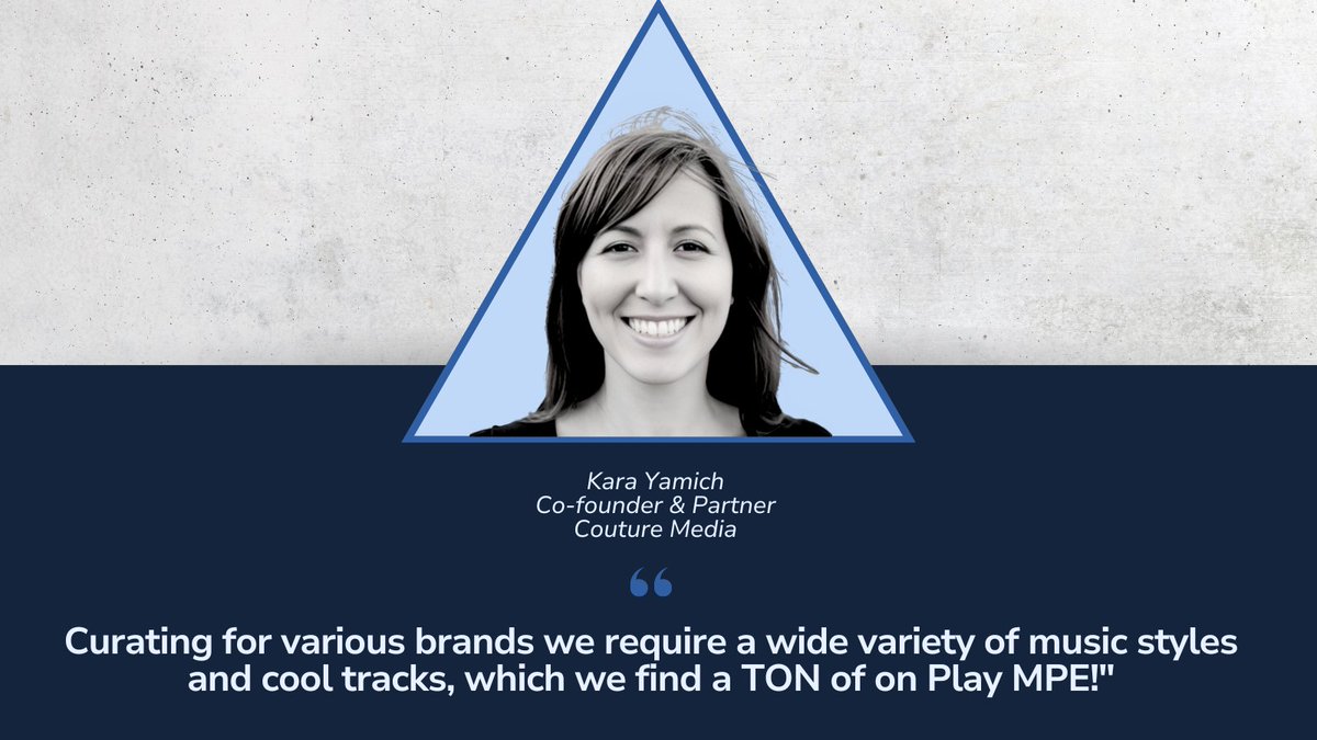 If you're hearing music inside a business it could be curated by the incredible team @couture_media and its Co-Founder/Partner Kara Yamich!  Thanks for the kind words Kara!! Radio programmers, music curators, bloggers, Discover the Play MPE Player here: zurl.co/bAiJ