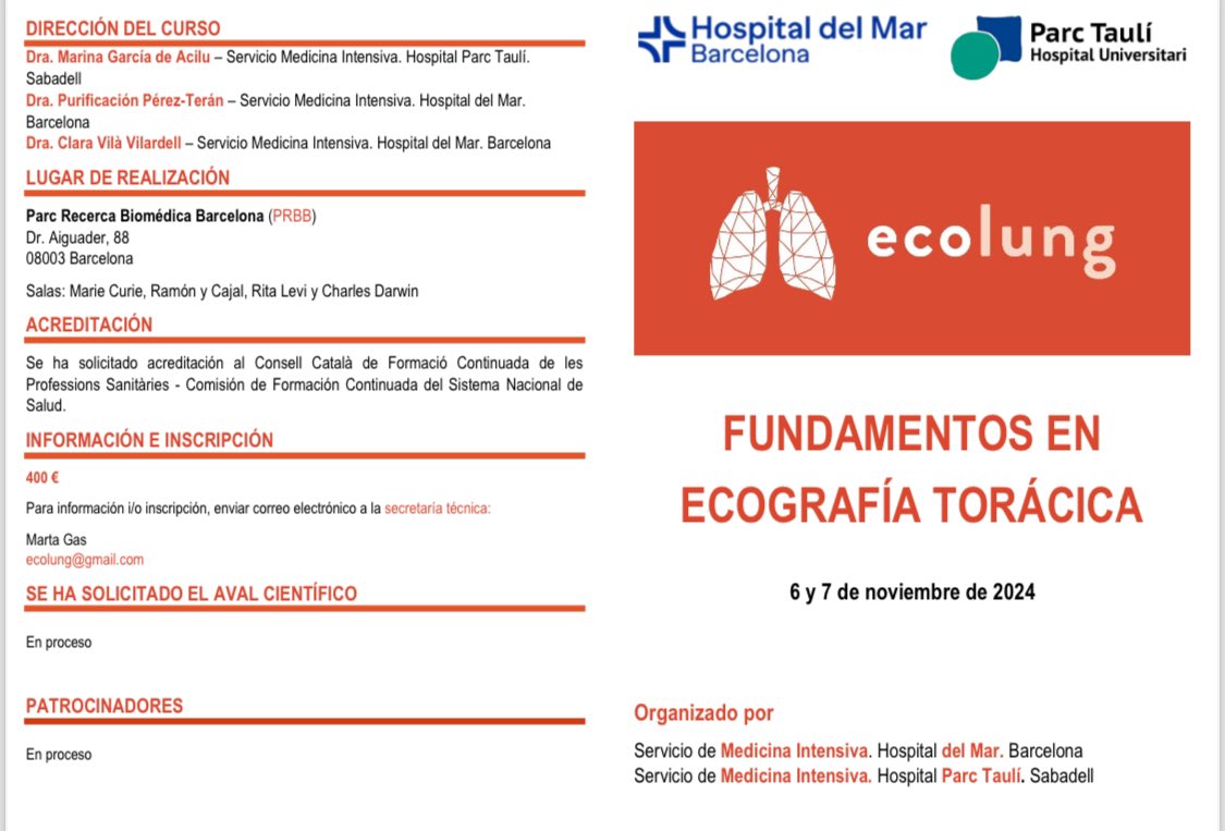 Nueva edición del curso de Ecografía Torácica EcoLung!. Dirigido a todos aquellos que queráis empezar a hacer ecografía torácica o ampliar vuestros conocimientos, da igual cuál sea vuestra especialidad!