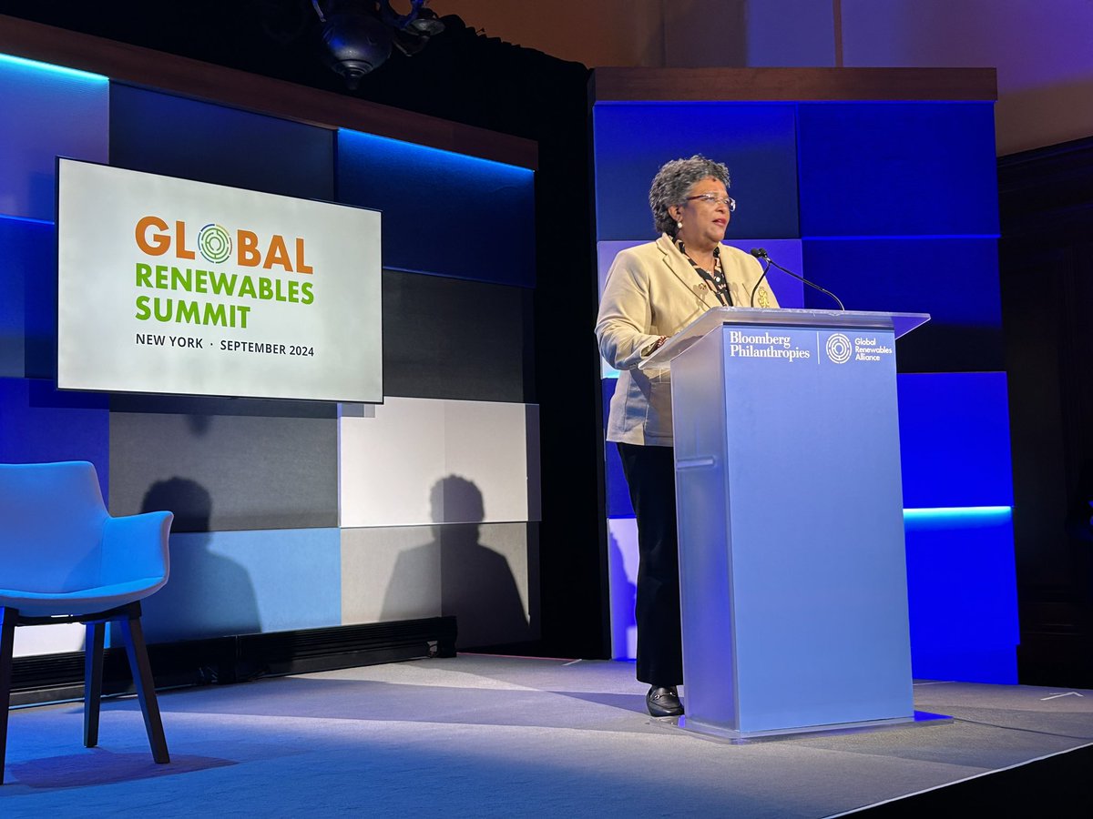The visionary leader of Barbados <a href="/miaamormottley/">Mia Amor Mottley</a> tells the #GRS24 in New York that renewables are not always cheap for Small Island Developing countries like hers - <a href="/Global/">Global</a> Solar Council is chairing the Global Renewables Alliance Finance roundtable today to fix exactly that.