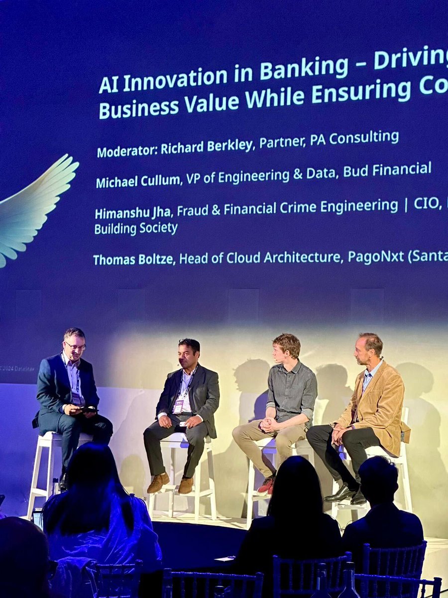 DataStax (@datastax) on Twitter photo AI Innovation in Banking panel
๐ค Richard Berkley, <a href="/PA_Consulting/">PA Consulting</a>
๐ฃ <a href="/michaelcullumuk/">Michael Cullum</a>, <a href="/this_is_bud/">Bud</a>
๐ฃ Himanshu Jha, Nationwide Building Society
๐ฃ Thomas Boltze, PagoNxt
#FinTech #GenAI #AIApplications #DataStax #RAGPlusPlus AI Innovation in Banking panel
๐ค Richard Berkley, <a href="/PA_Consulting/">PA Consulting</a>
๐ฃ <a href="/michaelcullumuk/">Michael Cullum</a>, <a href="/this_is_bud/">Bud</a>
๐ฃ Himanshu Jha, Nationwide Building Society
๐ฃ Thomas Boltze, PagoNxt
#FinTech #GenAI #AIApplications #DataStax #RAGPlusPlus