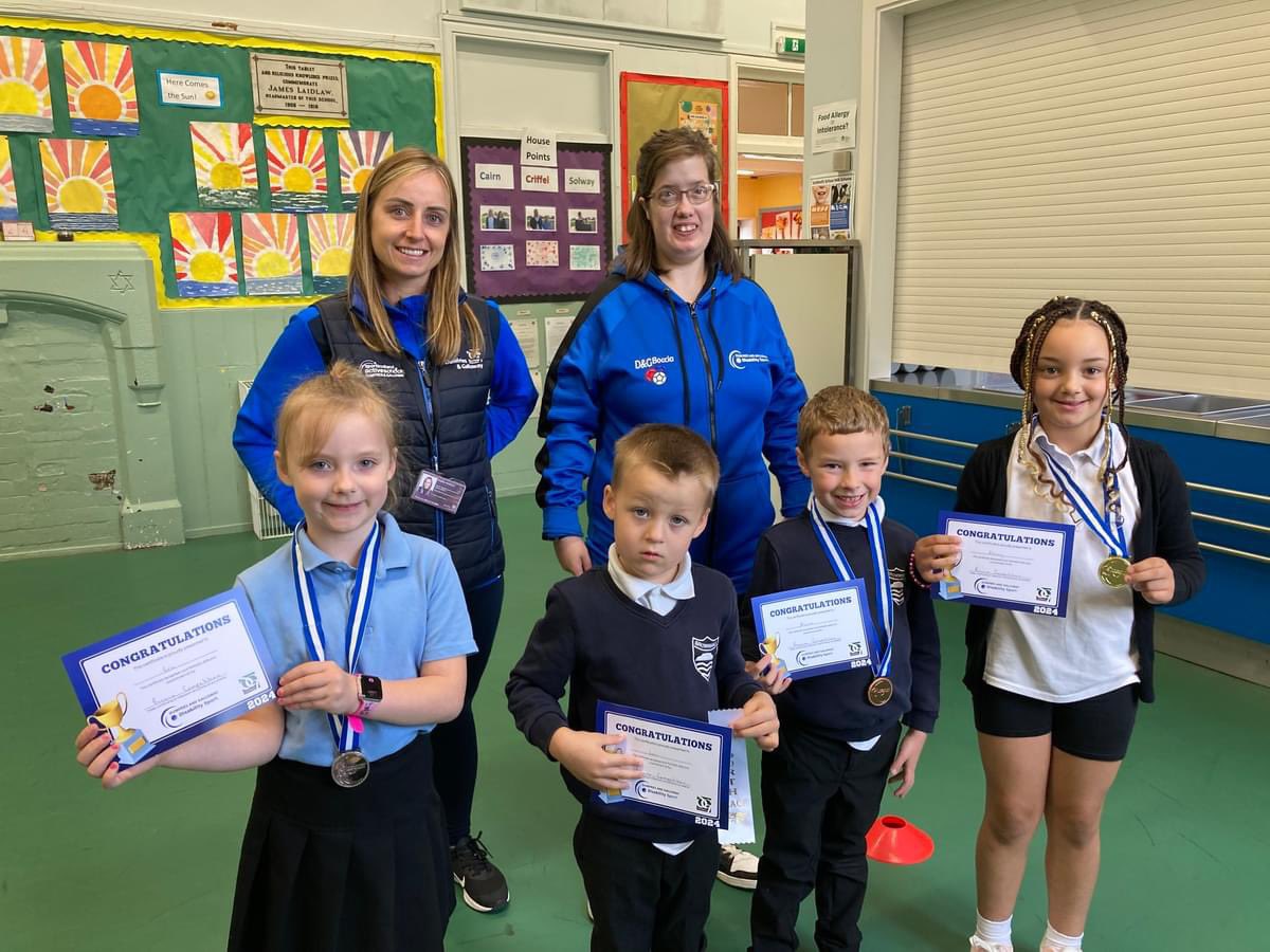 DGCsport's tweet photo. 🏆 Today we helped Brownhall Primary host a Boccia Tournament in partnership with @DisabilityDG boccia player, Courtney.

Sat 28th Sept is National Boccia Day &amp; we wanted to celebrate along with the school following on from the Paralympic Games

#dgactiveschools #disabilitysport https://t.co/zQsv3e1iH2