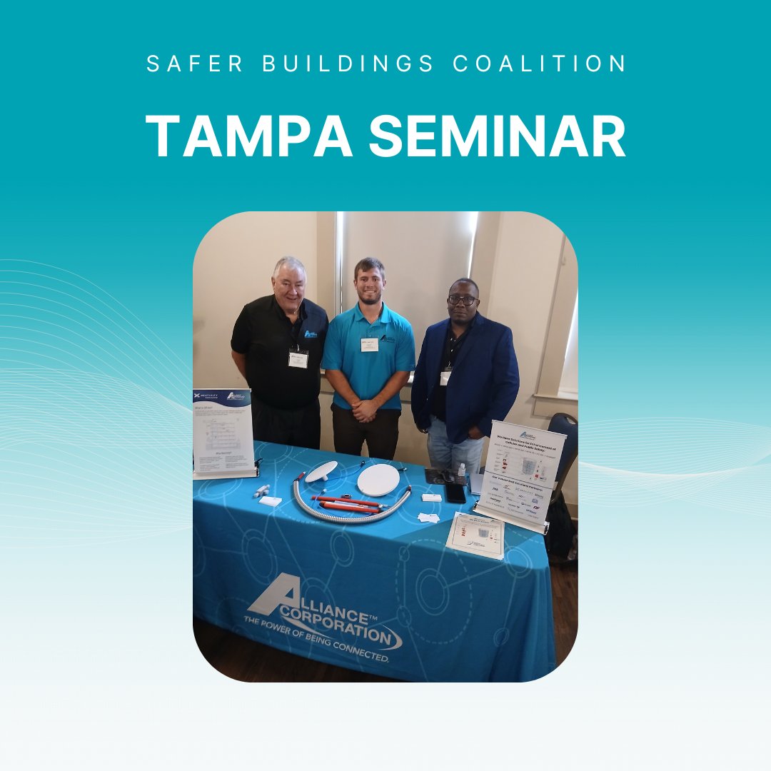 AllianceWireles's tweet image. Our team is excited to be with Safer Buildings Coalition today in Tampa! Stop by and say hi to the team while also checking out solutions for boosting cellular &amp;amp; coverage and for ERCES from our partner @Nextivity!

#publicsafety #cellularconnectivity #cellularcoverage #ERCES
