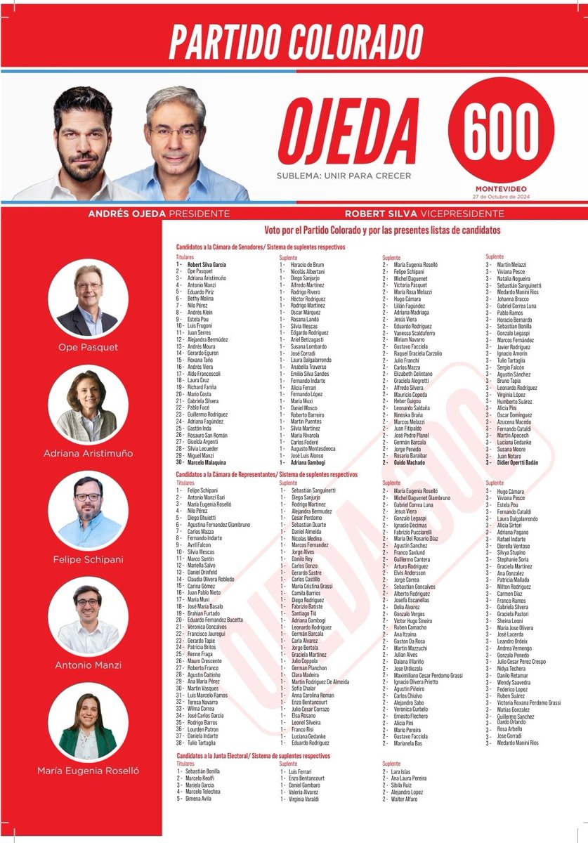 Orgullo por este GRAN equipo que levanta la bandera del Batllismo y la verdadera renovación en todo el país.
¡Arriba corazones!