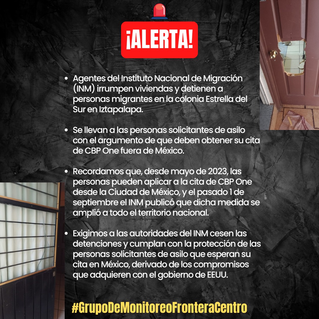 🚨🚨¡¡ALERTA!!🚨🚨
Agentes del INM irrumpen en viviendas de la colonia Estrella del Sur en Iztapalapa y se lleva detenidas a personas migrantes

#FronteraCentro