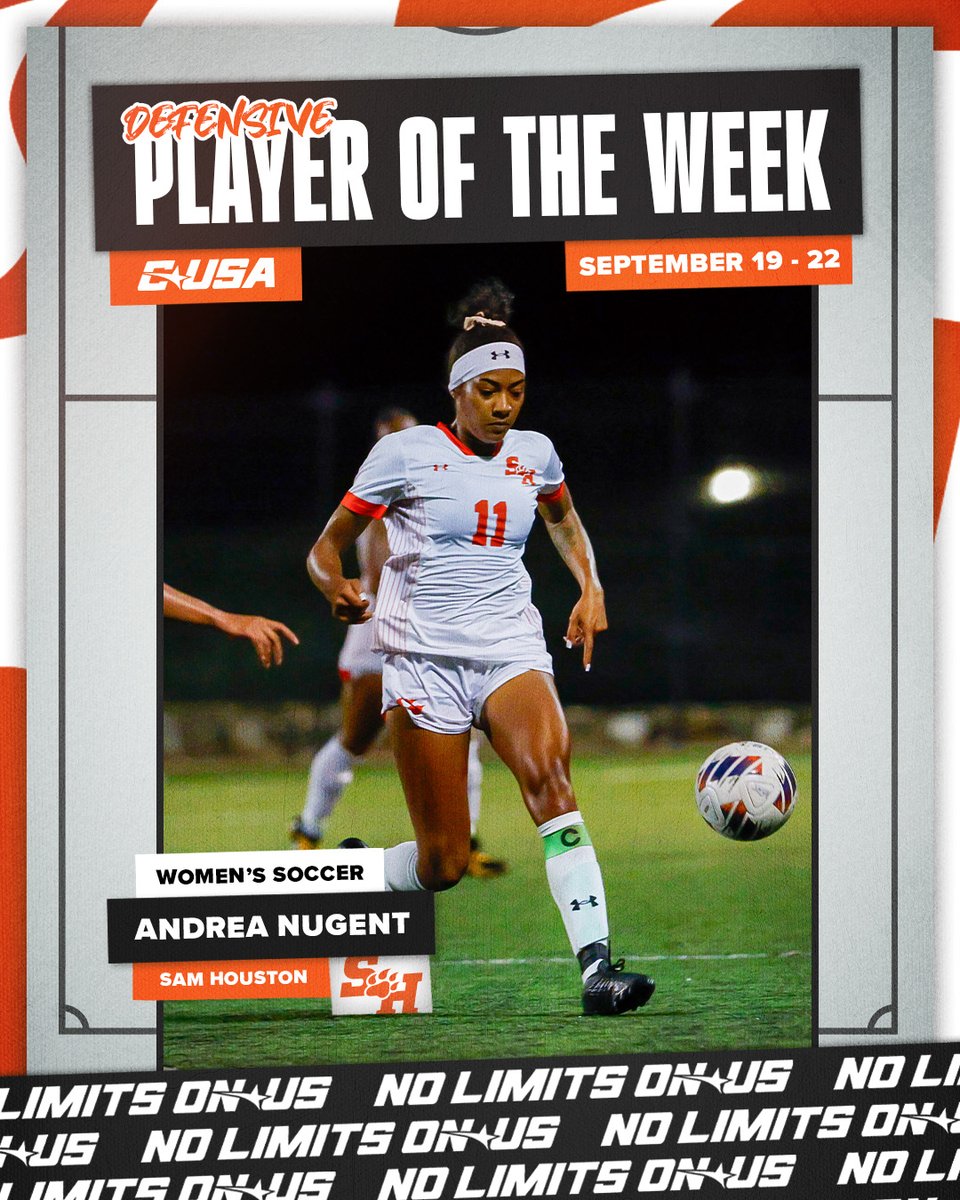 ⚽️ DEFENSIVE PLAYER OF THE WEEK ⚽️

🏅1⃣ Andrea Nugent, <a href="/BearkatsSOC/">Sam Houston Soccer</a>

#NoHayLimites | bit.ly/3XVlD92