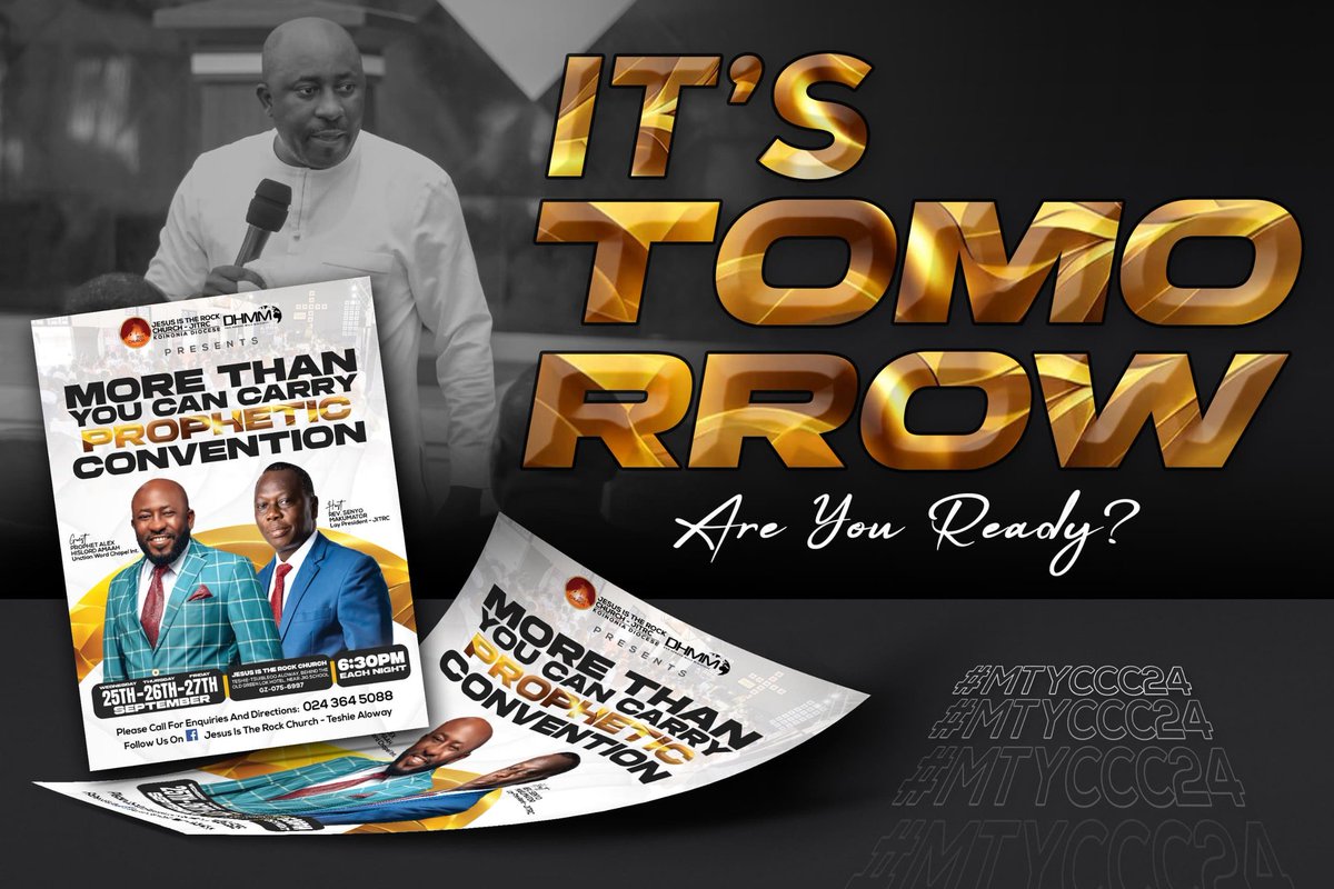 RevSenyoM_dhmm's tweet photo. It's The More Than You Can Carry Prophetic Convention 2024! STARTING TOMORROW!!!🥳😃

#mtyccc24 #prophetic #prayer
#morethanyoucancarry #church https://t.co/fvKOKk5Wnt