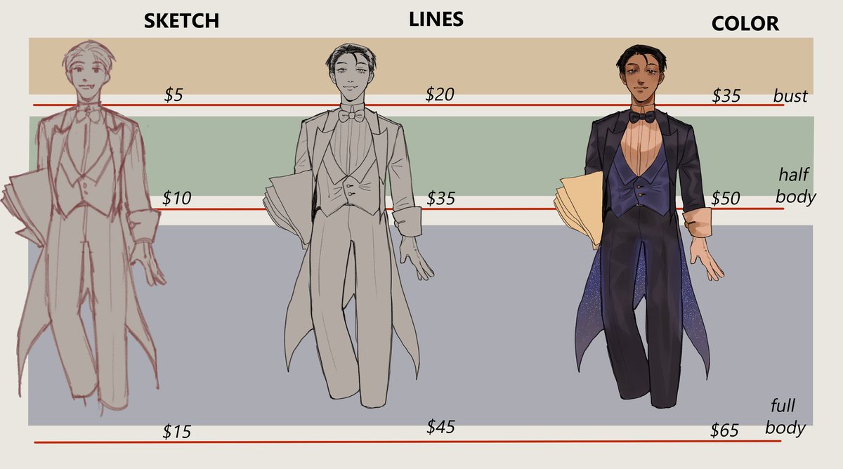 tamarended's tweet photo. [commissions open]

i've been meaning to get this out but i keep delaying it but

HIIIII my commissions are open! ✌️

i've added prices + line &amp; color examples below :)

more info ⬇️
https://t.co/RdEZ88z0db https://t.co/j5dIuNKopR