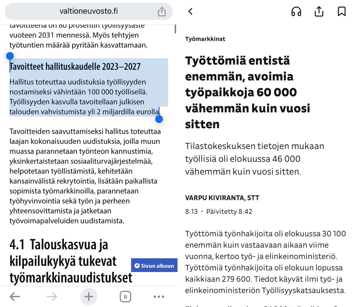 ahjteam's tweet photo. @ir_rkp Eli tuo teidän hallituksen 100.000 uutta työllistä on nyt 160.000 päässä tavoitteesta! https://t.co/0LD8awvMLO