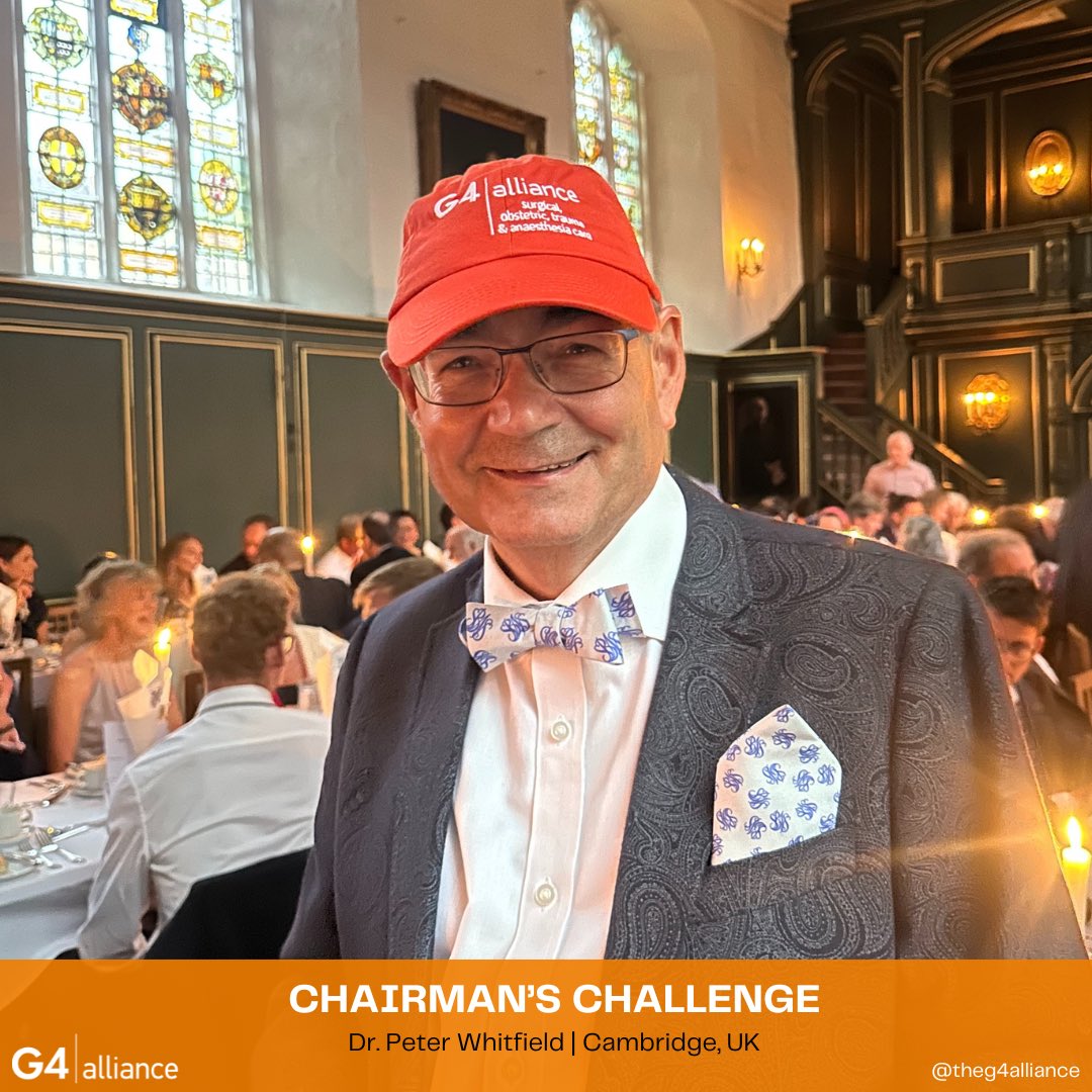 Chairman's Challenge feature: Dr. Peter Whitfield, President of the <a href="/The_SBNS/">SBNS</a>, elevating the signature G4 cap with a snazzy SBNS pocket square. Nothing days “global surgery” like impeccable style! 

#ChairmansChallenge #G4Alliance #GlobalSurgery