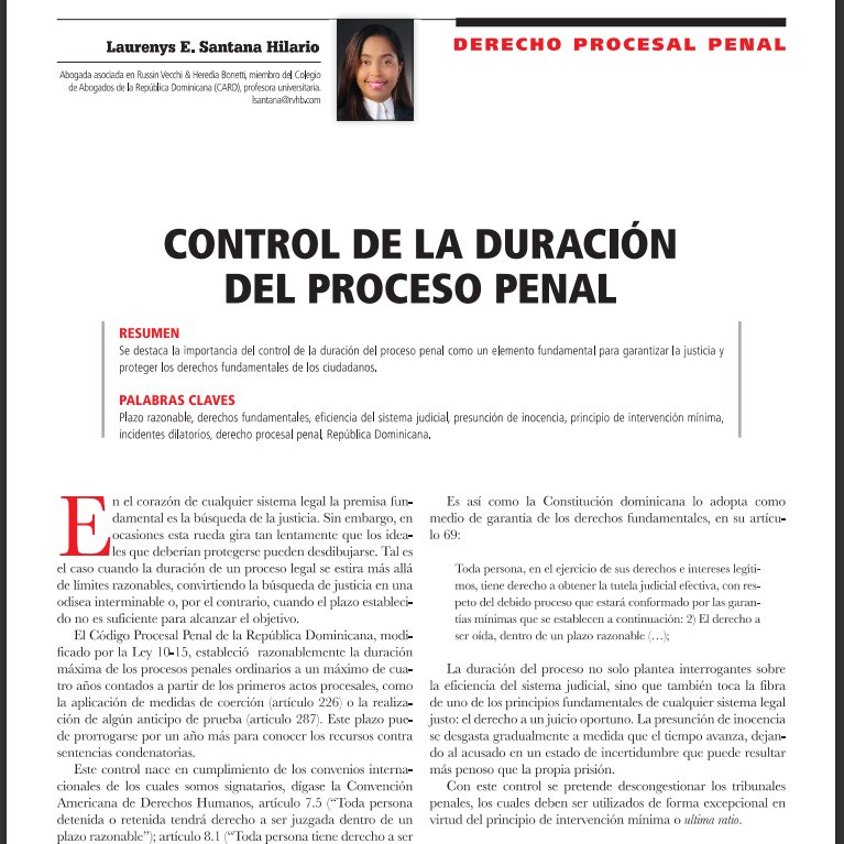En este artículo destaco la importancia del control de la duración del proceso penal como un elemento fundamental para garantizar la justicia y proteger los derechos fundamentales de los ciudadanos.

Ha sido publicado en la edición núm. 426 de <a href="/GacetaJudicial/">Gaceta Judicial</a> disponible en línea.