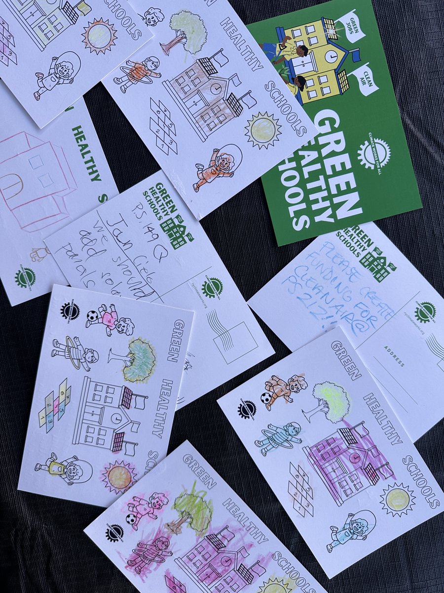 The kids want #GreenHealthySchools!

We joined Street Work Earth, a climate and arts festival, where community members from Jackson Heights, Queens filled out 50+ postcards calling for investments in green jobs and clean air in our schools!
