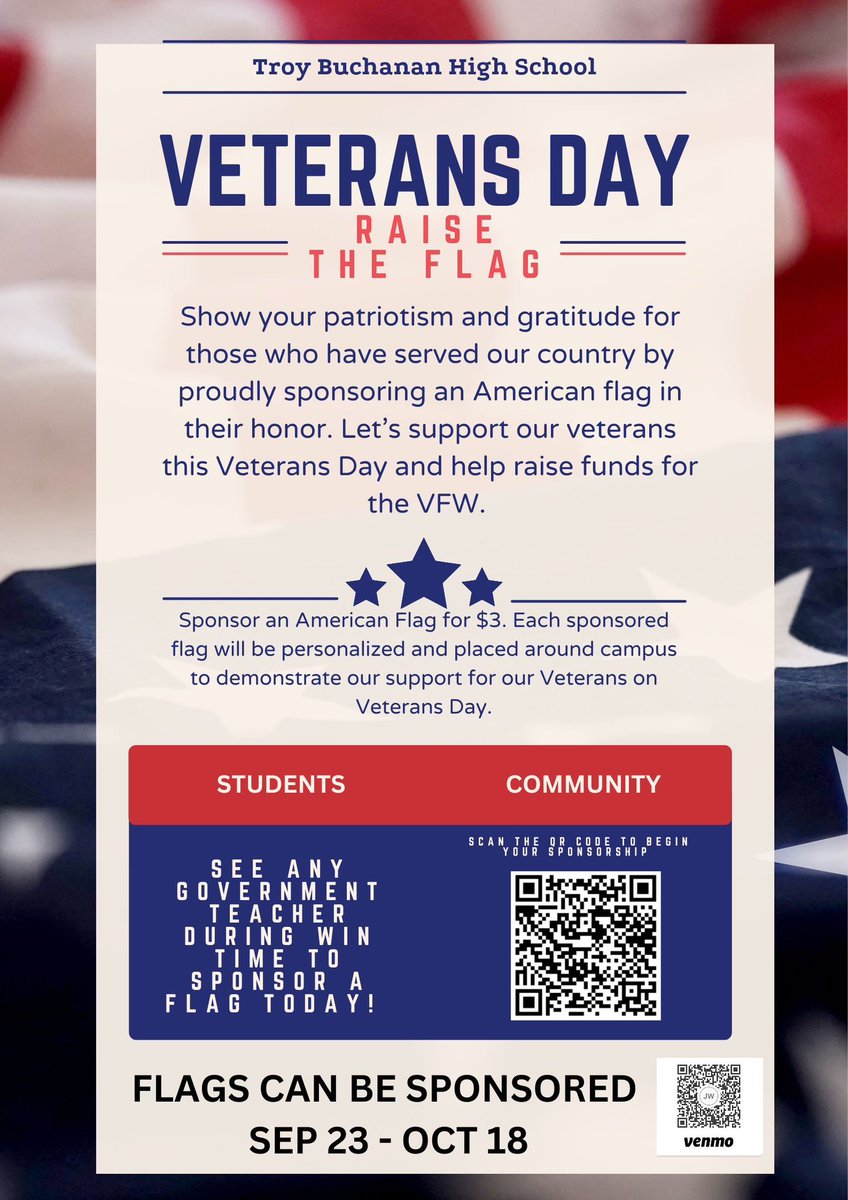 coachwoof33's tweet image. For Veterans Day, will you help us raise a flag?? Cost is $3 a flag, all money raised will be given to the local VFW in Troy, MO.