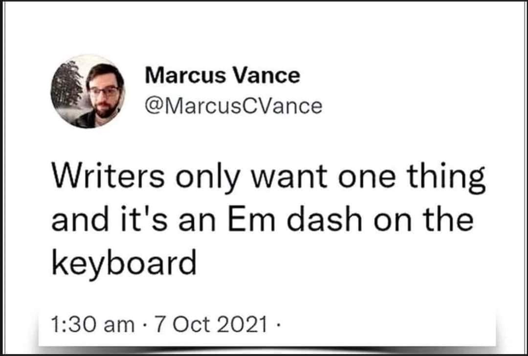 AfterDinnerCon's tweet photo. Editors who have to go through and fix on the random ways a writer does a dash would appreciate this on the keyboard as well... https://t.co/5o7ay5zRgy