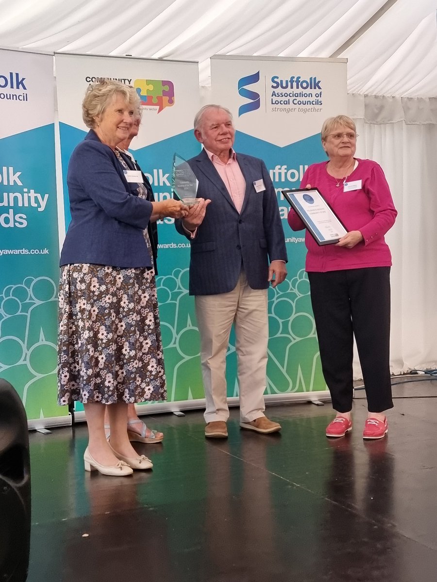 cllr_tim's tweet photo. So pleased to be at #SuffolkCommunityAwards to celebrate the contributions made by our communities for our communities. Here BME Suffolk Support Group receive the Colonel Probert Award, and Felsham &amp; Gedding Community Store the Village Hall and Community Building Award. https://t.co/i6WtBG2akN