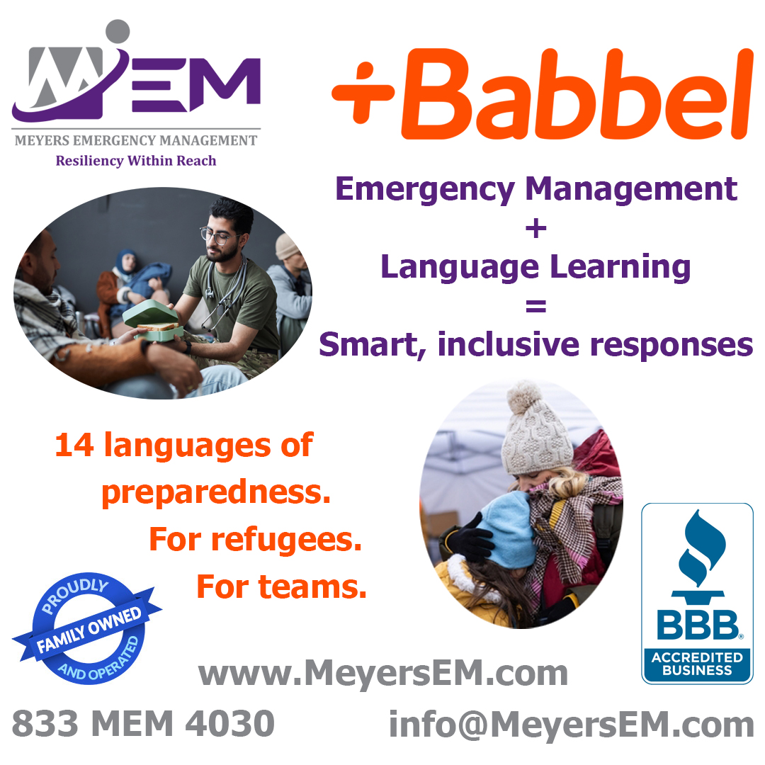 MeyersEmergency's tweet photo. When innovation drives you, unexpected partnerships follow! MEM & Babbel have teamed up to break language barriers in crisis management. From response teams to local communities, speaking the right language makes all the difference. It may seem like an odd pair, but at MEM, we’re always pushing the envelope to make emergency management smarter, faster, and more inclusive. Contact us today for more information.🌍🗣️ #Innovation #CrisisReady #LanguageMatters