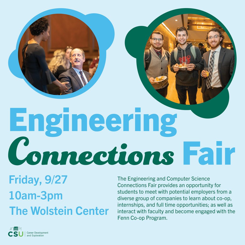 Are you interested in a career in engineering or looking to expand your network? The Engineering Connections Fair is just around the corner! Don’t miss this opportunity to become connected. 

#Engineering #internship #job #clestatecareers