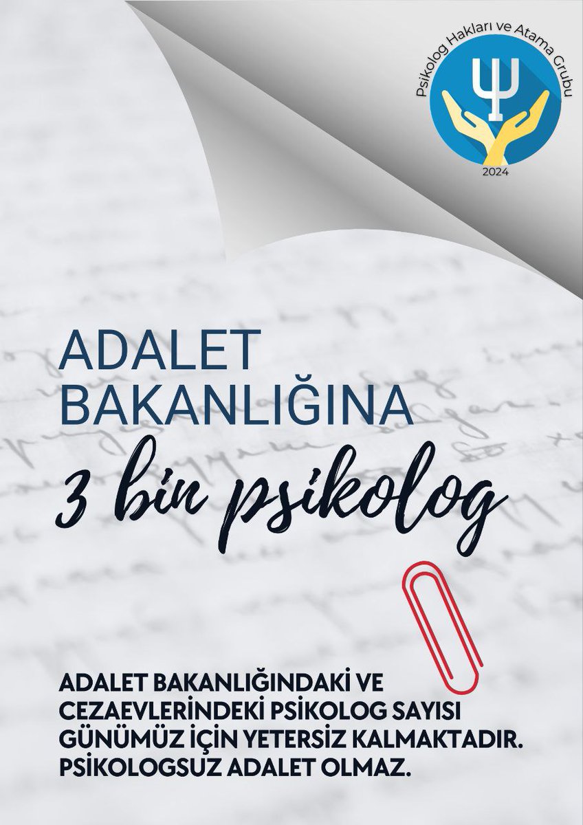 Psikolojik desteğin adalet sistemi içindeki önemi göz ardı edilemez. Cezaevlerindeki mahkumların rehabilitasyonu, adli olaylara maruz kalan mağdurların desteklenmesi ve suçların tekrarlanmasını önleyici stratejiler geliştirilmesi için Adalet Bakanlığı'nda daha fazla psikolog